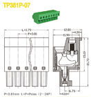 3.81mm Pitch Plug In Terminal Block Vrouwelijke onderdelen 300V 10A Groen