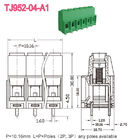 Communicatie Hoogte 10.16mm PCB-Schroef Eindblok 57A 2-16 Polen