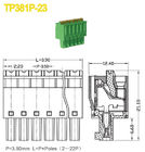 Groen Uit elkaar plaatsend 3.5mm Pluggable Eindblokwijfje 2-22 Posities 300V/8A UL94-V0