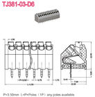 PCB-de Lente Eindblok 5 AMPÈRE 16-22 AWG, Eindschakelaar 3.50m/3.81mm van PCB Screwless