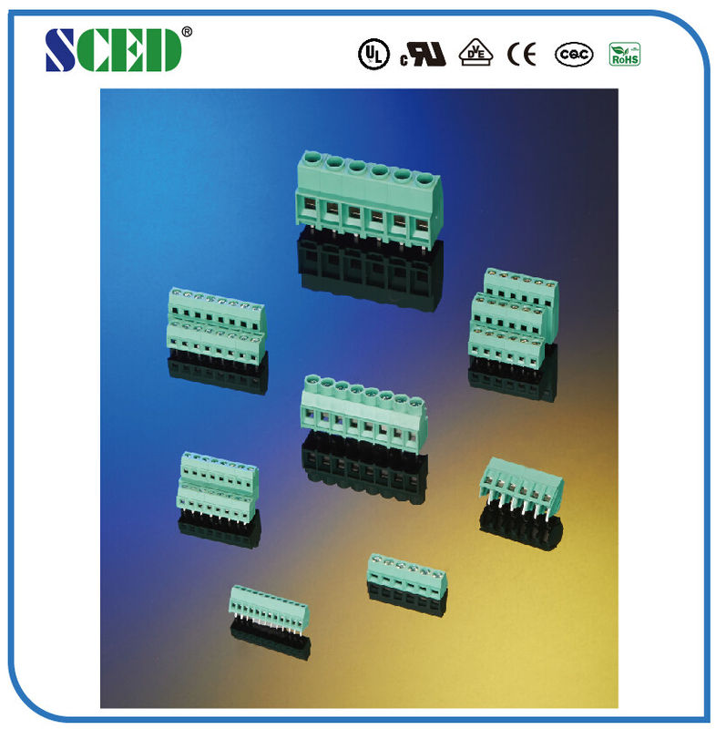 9.52mm PCB schroeven Eindblok 300V 30A de Groene Kleur van 2 - 16 Polen