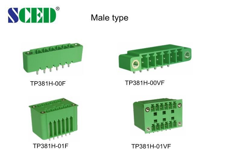 Mannelijke Pluggable Eindblok 300V 18A 7.62mm van de Rechte hoek het Groene Kleur