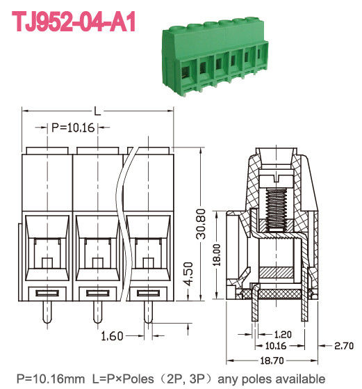 Communicatie Hoogte 10.16mm PCB-de Schroef van het Schroef Eindblok M4