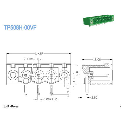 Mannelijke stopcontact in het terminal blok Pitch 5.08mm 300V/18A 2-22 polen