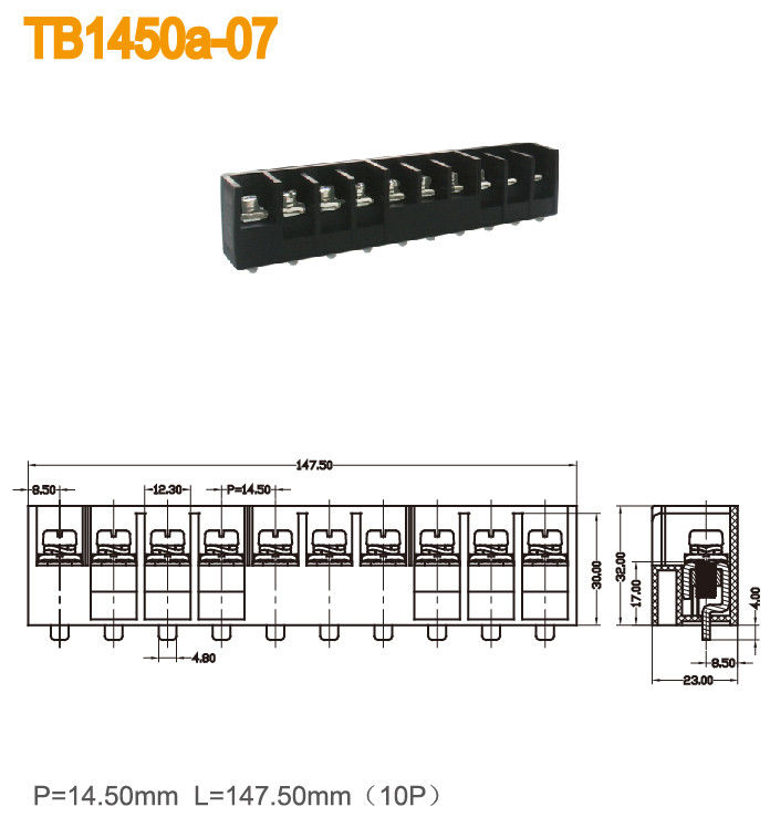 14.50mm Eindblok 10 van de Hoogtebarrière de Zwarte van de Machts Eindblokken van Polen 600V 57A