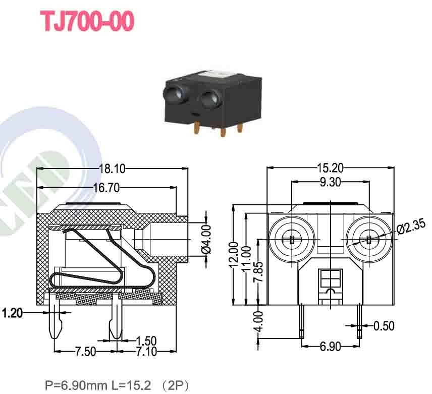 Zwart 300V 10A PBT schroeftype terminalblok voor elektrische aansluiting -40C- 105C