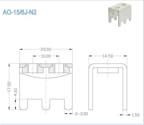 M5 Hoge Huidige Eindbloktoebehoren, 80A-Elektronische Componenten 10x10.5mm van PCB