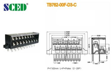 7.62mm PCB van de de Schakelaarklem van de Barrièrestrook schroeven Eind300v Twee Rij