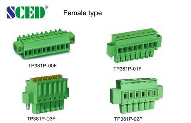 Wijfje 3.5mm Schakelaar 300V 8A 2-22 Polen PA66 van het Hoogte Pluggable Eindblok